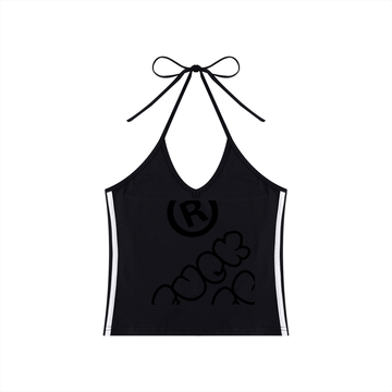 Women's Color Block Halter Crop Tank Top