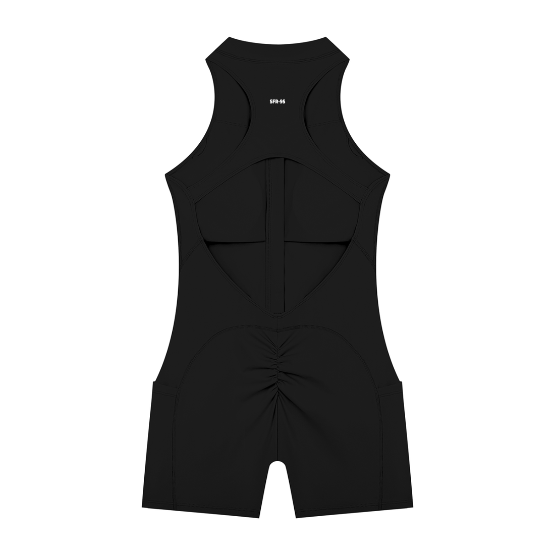 Candy Rain Quarter-Zip Yoga Romper — Soul for Real 30th Anniversary merch, Black